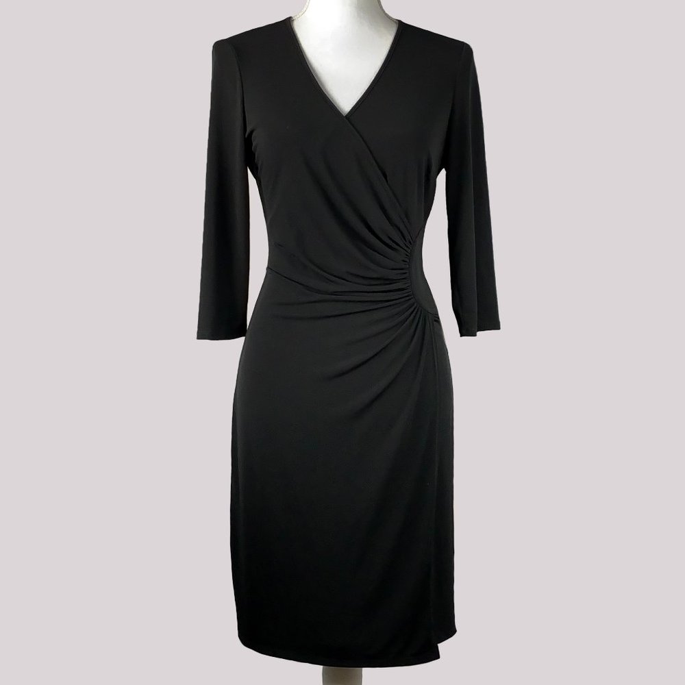 Laundry Black Faux Wrap Dress